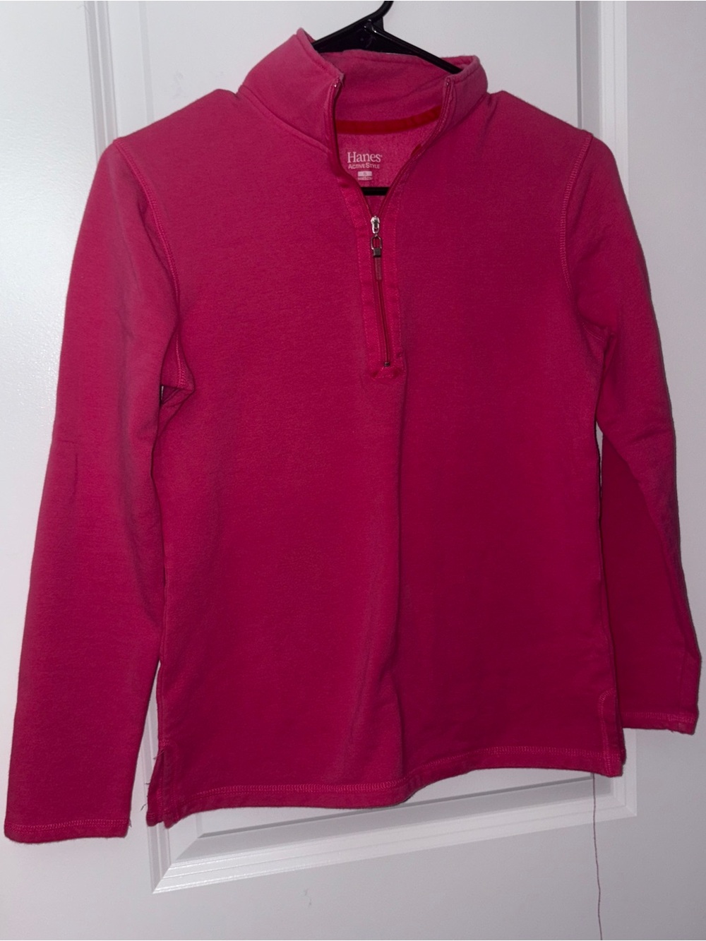 Hanes Women’s Hot Pink Half-Zip Fleece Pullover Size: S